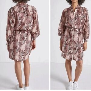 Current Elliott NWT Carmel Python Print Slip & Belted Long Sleeve Dress sz 2